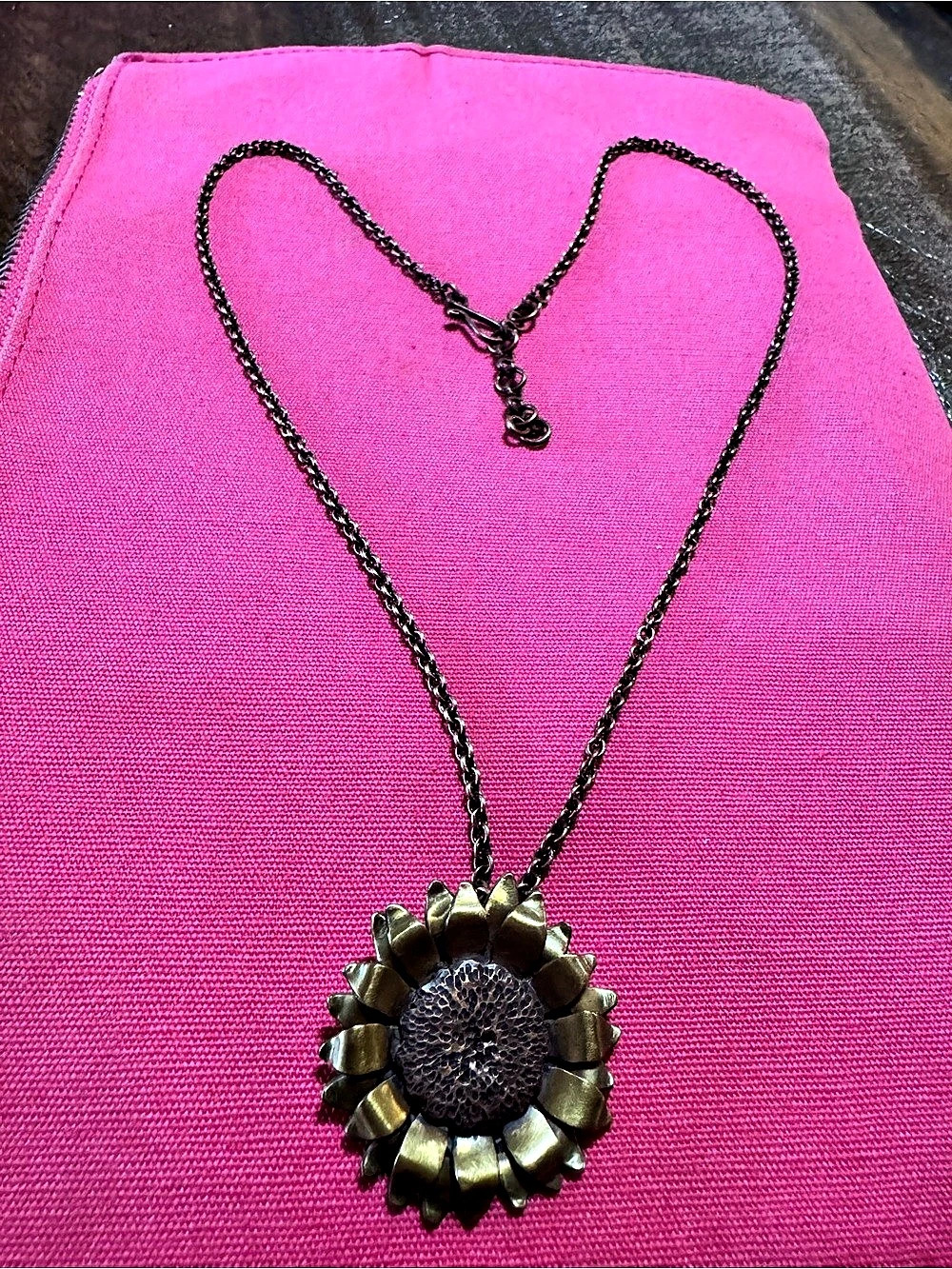 Sunflower Necklace, Sunflower Pendant, Copper